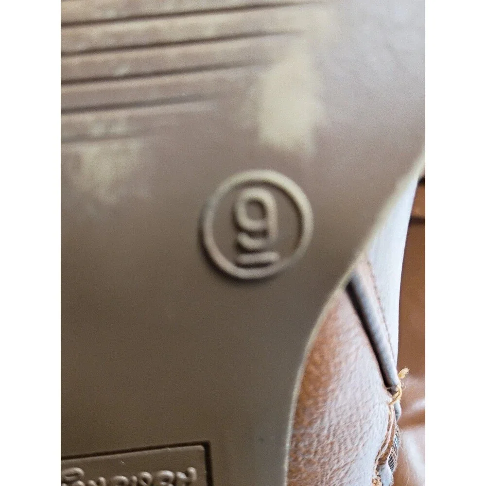 Forever women's three buckle cognac  boots mid heel size 9